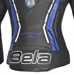 Bela Rocket Nero Blu donna Giacca (Pelle Di Canguro Mix) back lower