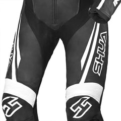 Shua Infinity Nero Bianco 1PC Tute da Moto in Pelle Uomo knees