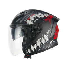 Casco Moto Jet 127X DEEP FREAKER Nero Rosso opaco - Yamoto.it