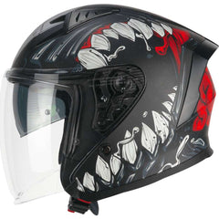 Casco Moto Jet 127X DEEP FREAKER Nero Rosso opaco - Yamoto.it