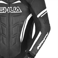 Shua Infinity Nero Bianco 1PC Tute da Moto in Pelle Uomo arm 2