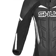 Shua Infinity Nero Bianco 1PC Tute da Moto in Pelle Uomo arm