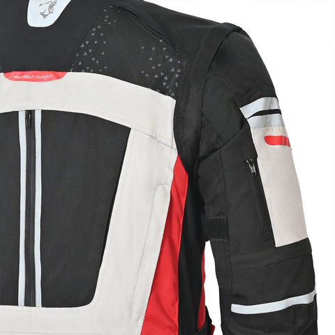 Bela Cross Road Extreme WP Giacca moto per uomo Nero / Antracite / Rosso ( Maniche removibili ) shoulder