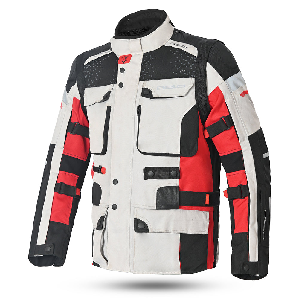 Bela Cross Road Extreme WP Giacca moto per uomo Nero / Antracite / Rosso ( Maniche removibili ) front