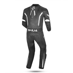 Shua Infinity Nero Bianco 1PC Tute da Moto in Pelle Uomo back