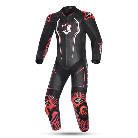 BELA NorthStar 1PC tute da corsa moto Nero rosso 