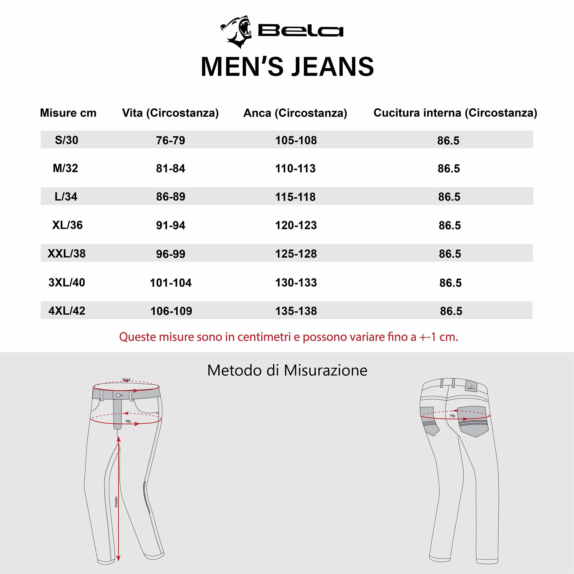 Bela Rocker Jeans Moto per Uomo - Azzurro 