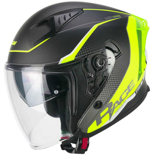 Casco Moto Jet 127G DEEP RACE Grafite Giallo fluo opaco over view